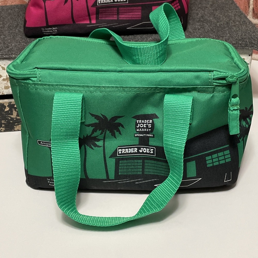 Trader joe's Mini Insulated Bags SET Fuchsia Pink & Green - Picture 3 of 10